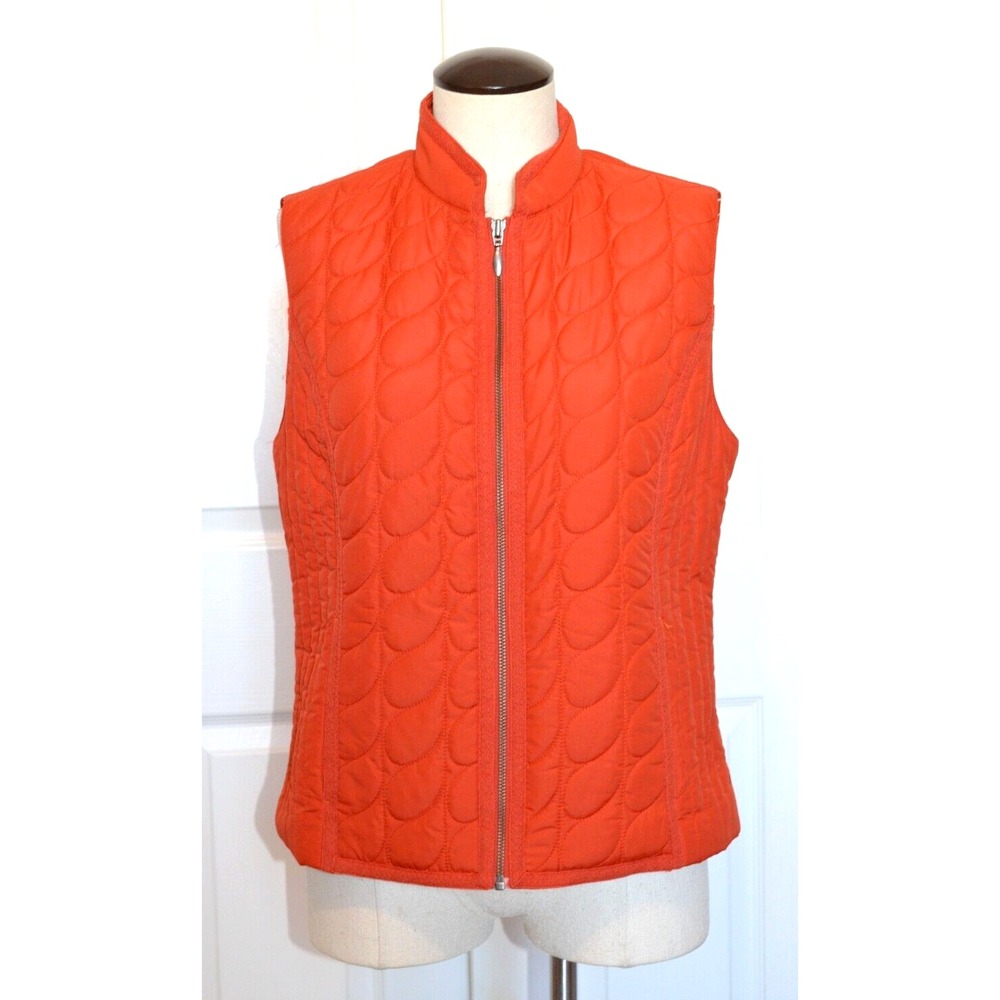 Chico's Quilted Orange Vest Women's Size‎ 1 / US Small